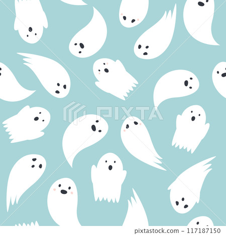 Seamless Halloween Patterns with Spooky Ghosts Seamless Halloween Patterns with Spooky Ghosts 117187150