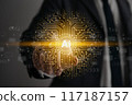 Businessman Touch Screen and AI Artificial Intelligence Icon 117187157