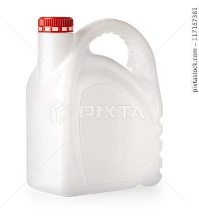 white plastic canisters isolated 117187381