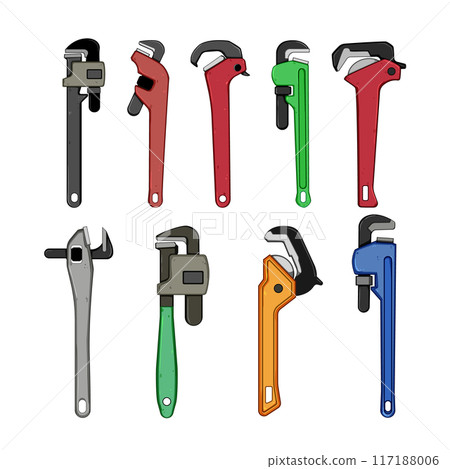pipe wrench set cartoon vector illustration pipe wrench set cartoon vector illustration 117188006