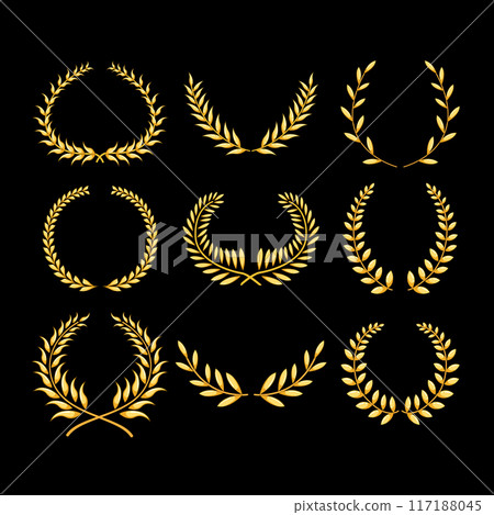 gold laurel set cartoon vector illustration gold laurel set cartoon vector illustration 117188045