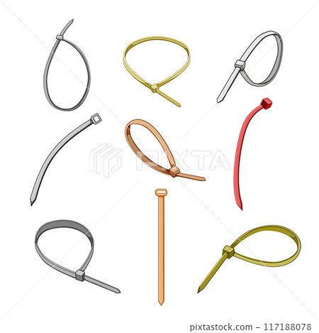 cable ties set cartoon vector illustration 117188078