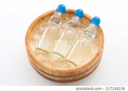 Ramune cooled in a bucket of water and ice 117188136