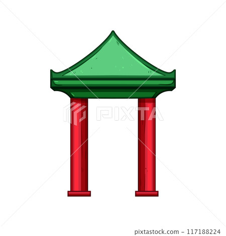 gate pagoda roof cartoon vector illustration 117188224