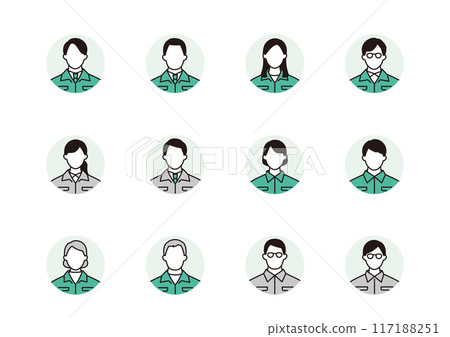 穿著工作服的人圖示設定圓圈背景 117188251