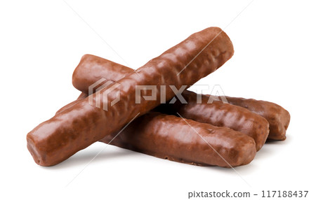 Chocolate sticks close-up on a white. Isolated 117188437