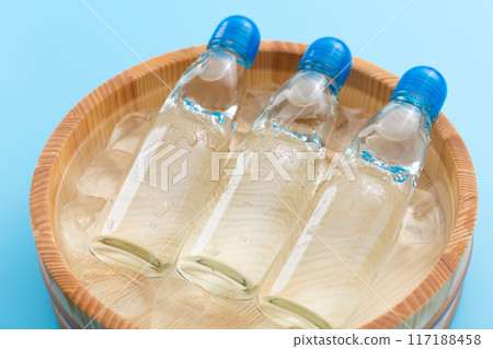 Ramune cooled in a bucket of water and ice Ramune cooled in a bucket of water and ice 117188458