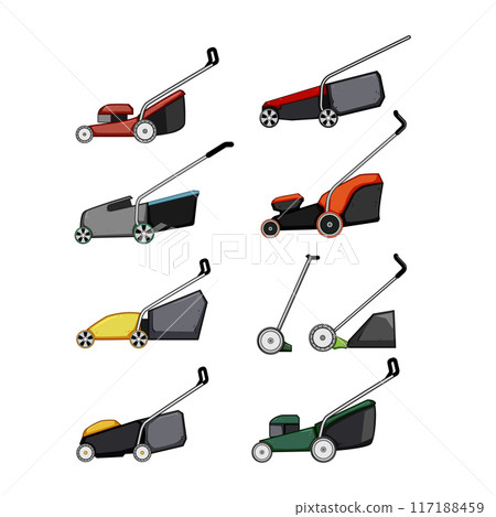 lawn mower set cartoon vector illustration 117188459
