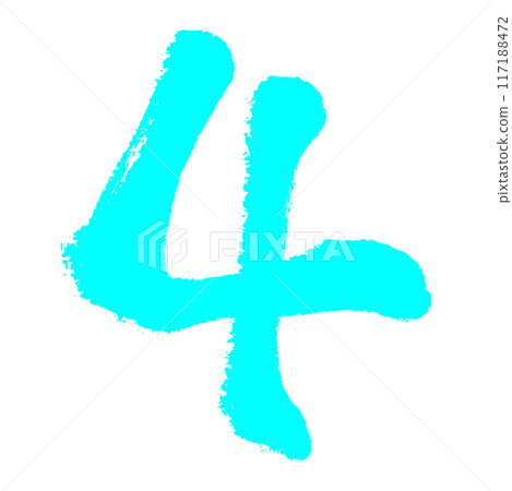 Illustration of the number 4 drawn by a brush 117188472