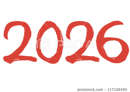 Illustration of the number 2026 drawn with a brush stroke Illustration of the number 2026 drawn with a brush stroke 117188489