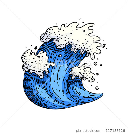 nature ocean wave sketch hand drawn vector 117188626