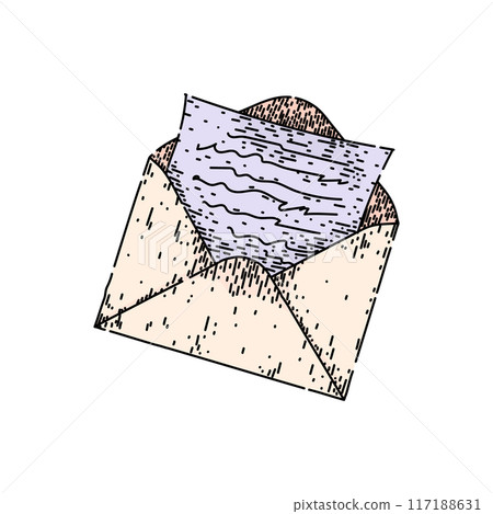 letter mail paper sketch hand drawn vector 117188631