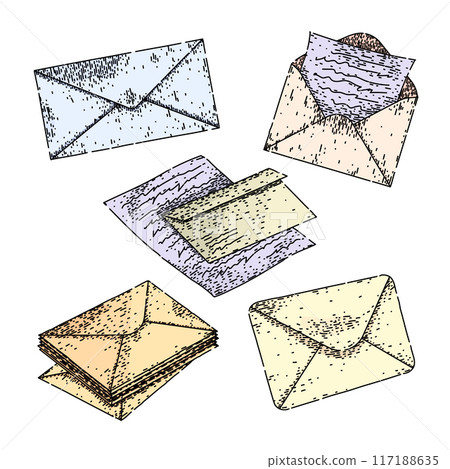 mail paper set sketch hand drawn vector 117188635
