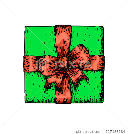 card gift box top view sketch hand drawn vector card gift box top view sketch hand drawn vector 117188684