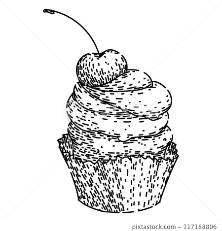 sweet cupcake sketch hand drawn vector sweet cupcake sketch hand drawn vector 117188806