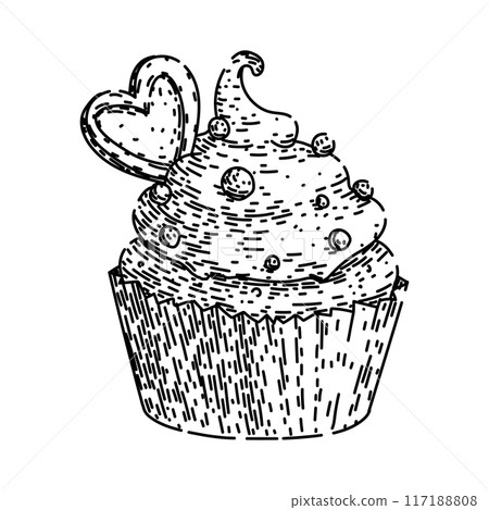dessert cupcake sketch hand drawn vector dessert cupcake sketch hand drawn vector 117188808