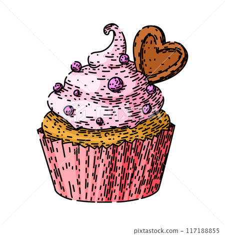 dessert cupcake sketch hand drawn vector dessert cupcake sketch hand drawn vector 117188855