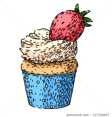 sprinkles cupcake sketch hand drawn vector sprinkles cupcake sketch hand drawn vector 117188857