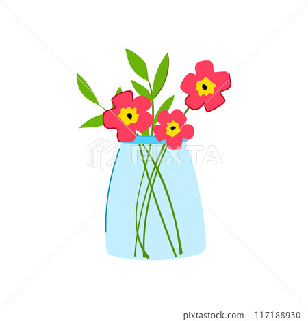 ceramic vase flower cartoon vector illustration 117188930