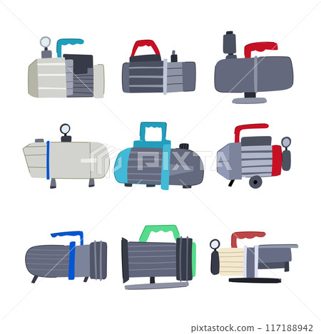 vacuum pump set cartoon vector illustration 117188942