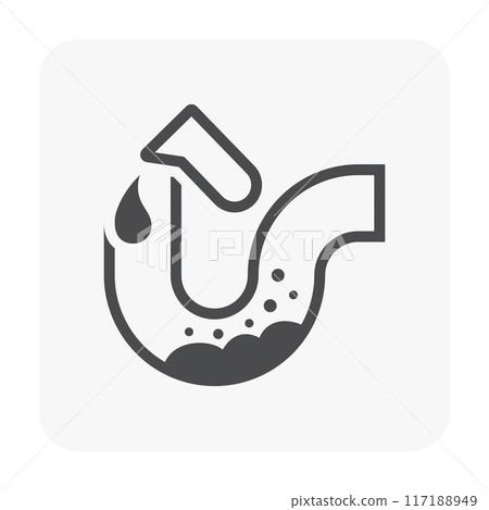 Clogged problem and chemical in drainage vector icon. 117188949