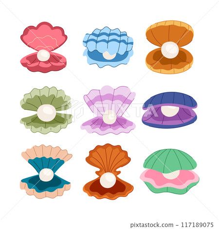 shell pearl set cartoon vector illustration shell pearl set cartoon vector illustration 117189075