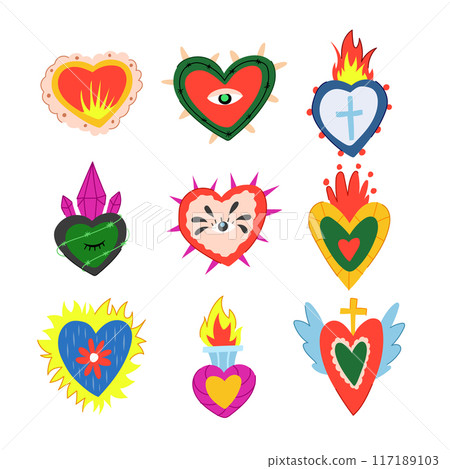mexican heart set cartoon vector illustration 117189103