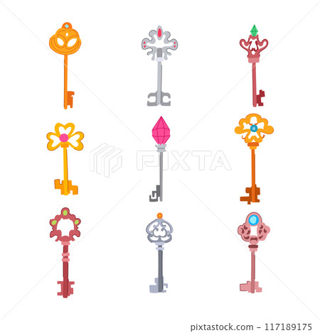 magic key set cartoon vector illustration magic key set cartoon vector illustration 117189175