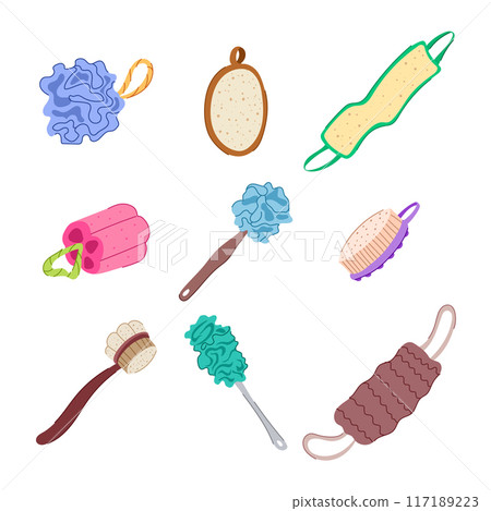 loofah shower set cartoon vector illustration loofah shower set cartoon vector illustration 117189223