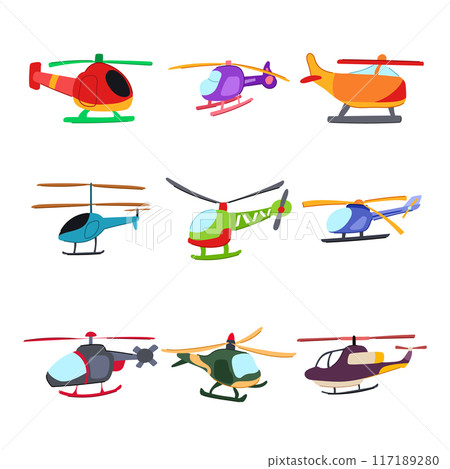 helicopter toy set cartoon vector illustration 117189280
