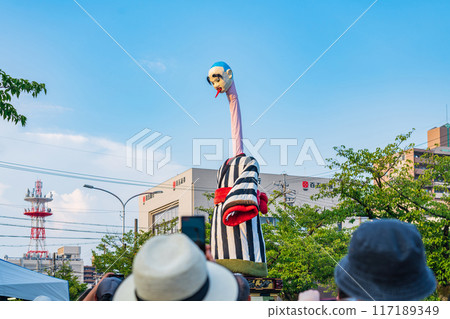 脖子可伸縮的卡拉庫裡人偶 四日市祭的御湯堂（三重縣四日市市） 117189349