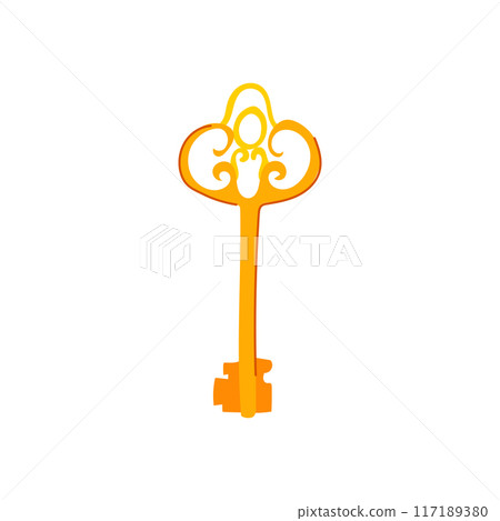 old golden key cartoon vector illustration 117189380