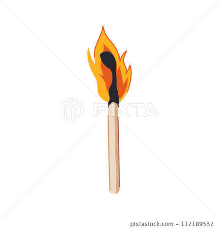 burnt burning match cartoon vector illustration 117189532