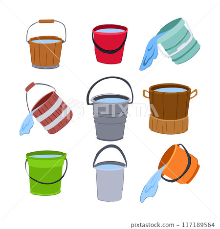 bucket water set cartoon vector illustration bucket water set cartoon vector illustration 117189564