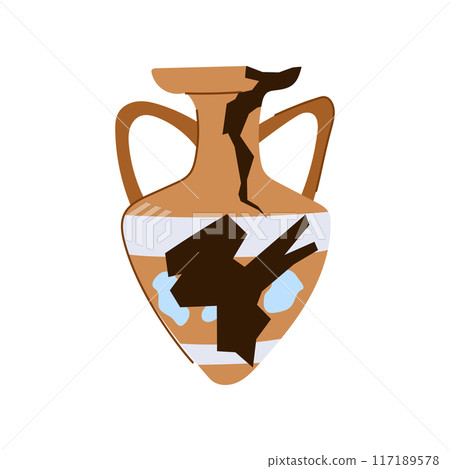 tery broken antique pot cartoon vector illustration 117189578