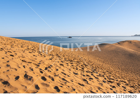 Tottori City, Tottori Prefecture Tottori's representative tourist spot Tottori Sand Dunes on a clear day (uninhabited) 117189620