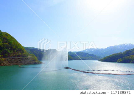 Sagae Dam Gassan Lake Large Fountain Gassan Nishikawa Town 117189871