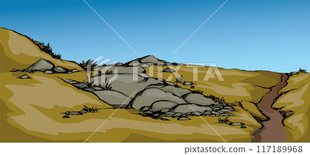 Vector drawing. Road in the mountains 117189968