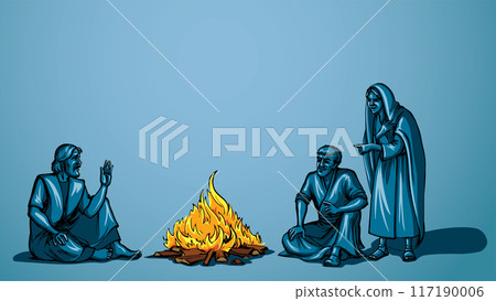 Vector drawing. Man sitting on the ground 117190006