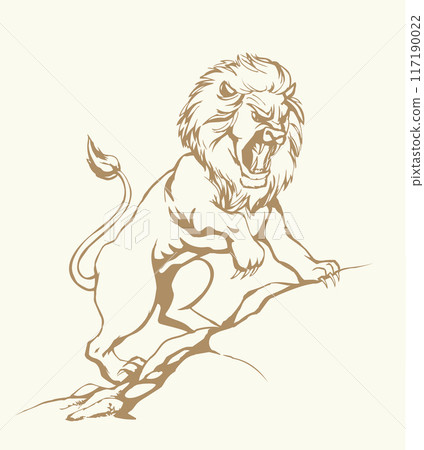 Vector drawing. An angry lion Vector drawing. An angry lion 117190022
