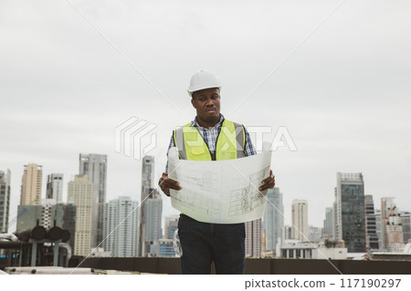 engineer visit and inspection site engineer at industrial site 117190297