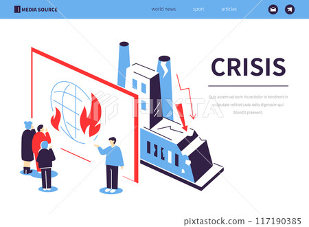 Manufacturing crisis - colorful flat design style banner Manufacturing crisis - colorful flat design style banner 117190385