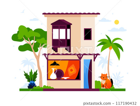 Turkish teahouse - modern colored vector illustration Turkish teahouse - modern colored vector illustration 117190432