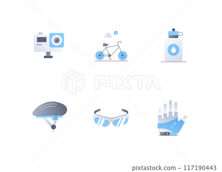 Outfit for a cyclist - flat design style icons set Outfit for a cyclist - flat design style icons set 117190443