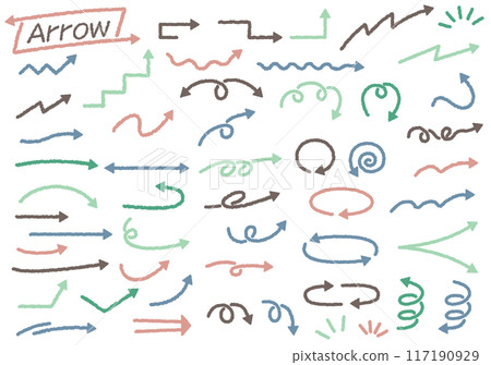 Cute hand-drawn simple arrows variation set colorful Cute hand-drawn simple arrows variation set colorful 117190929