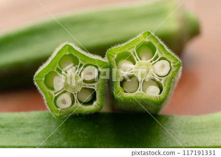 切好的秋葵特寫 切好的秋葵特寫 117191331