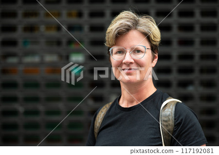 Portrait of a 38 yo white fashionable girl, Brussels, Belgium Portrait of a 38 yo white fashionable girl, Brussels, Belgium 117192081