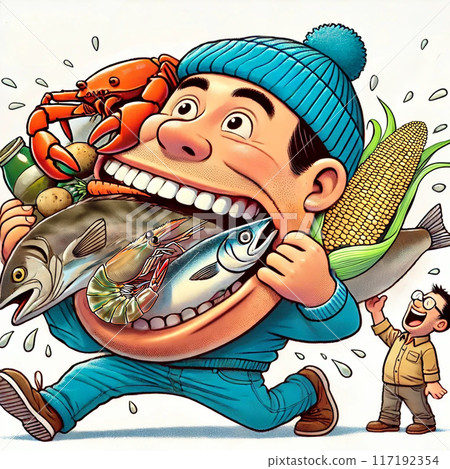 Appetite in full swing! Eat all the seafood and vegetables. 117192354