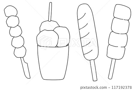 Loose and simple food menu meat set line drawing Loose and simple food menu meat set line drawing 117192378