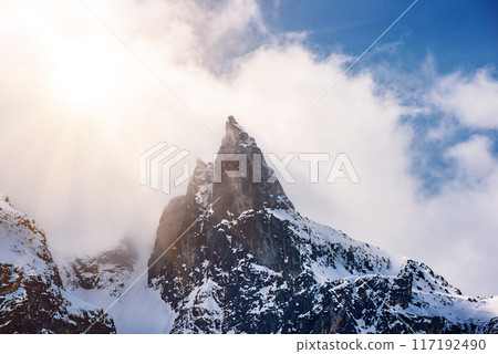 Mountain peaks near Morskie Oko Lake in Poland at Winter. Tatras range Mountain peaks near Morskie Oko Lake in Poland at Winter. Tatras range 117192490